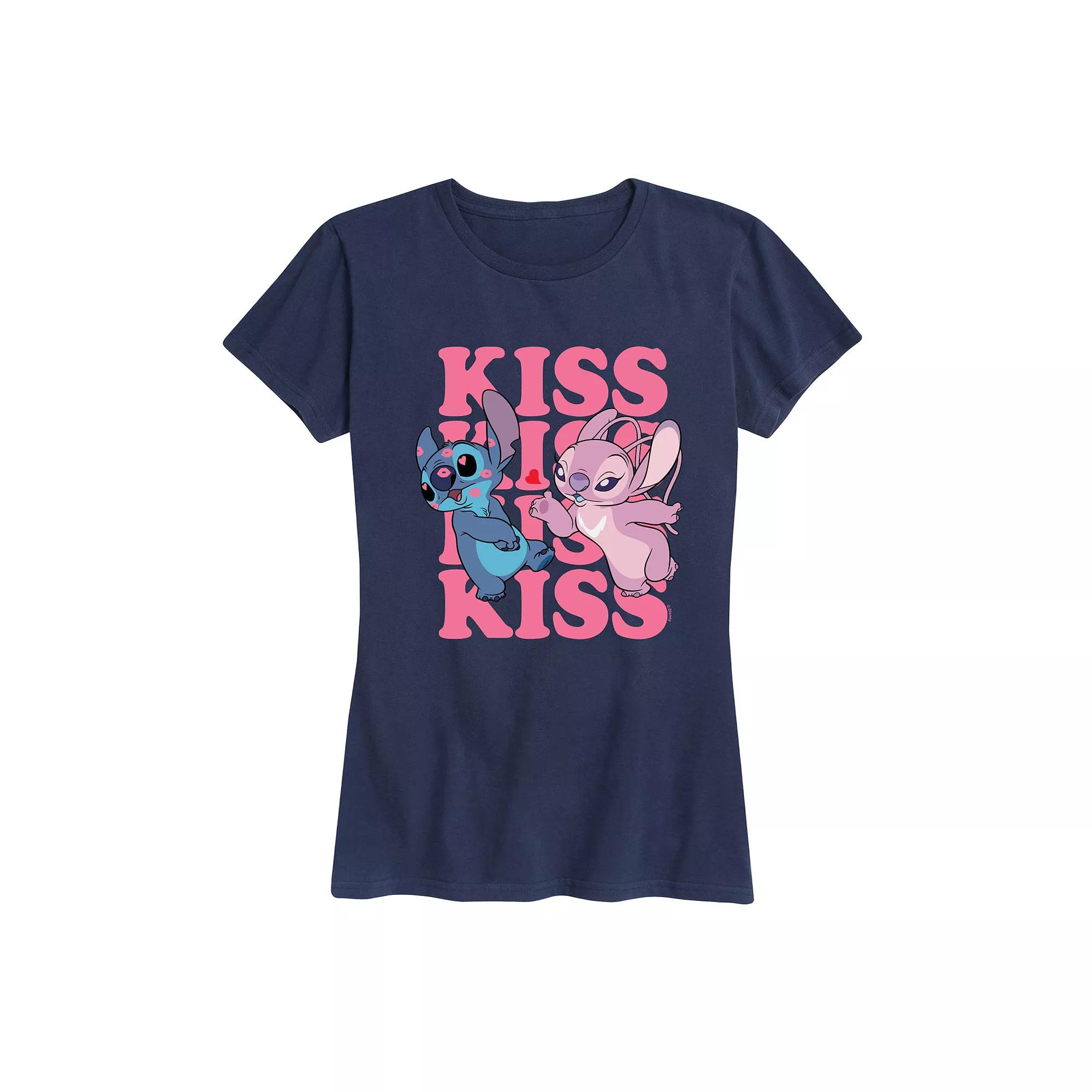 Disney's Lilo & Stitch Women's Kiss Repeated Graphic Tee,  Product Image