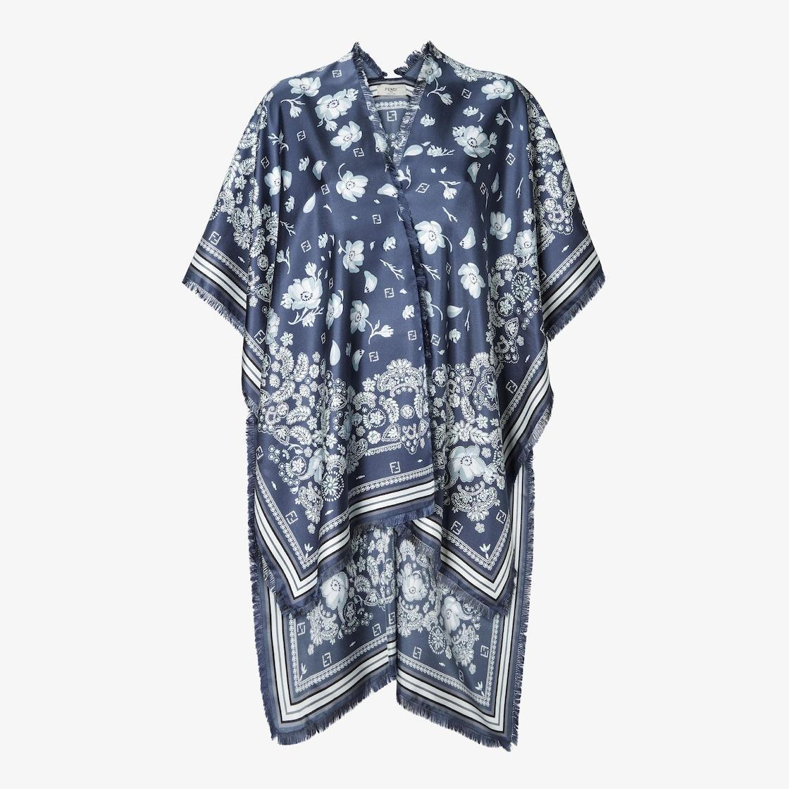 PonchoBlue silk Coral Bandana poncho Product Image