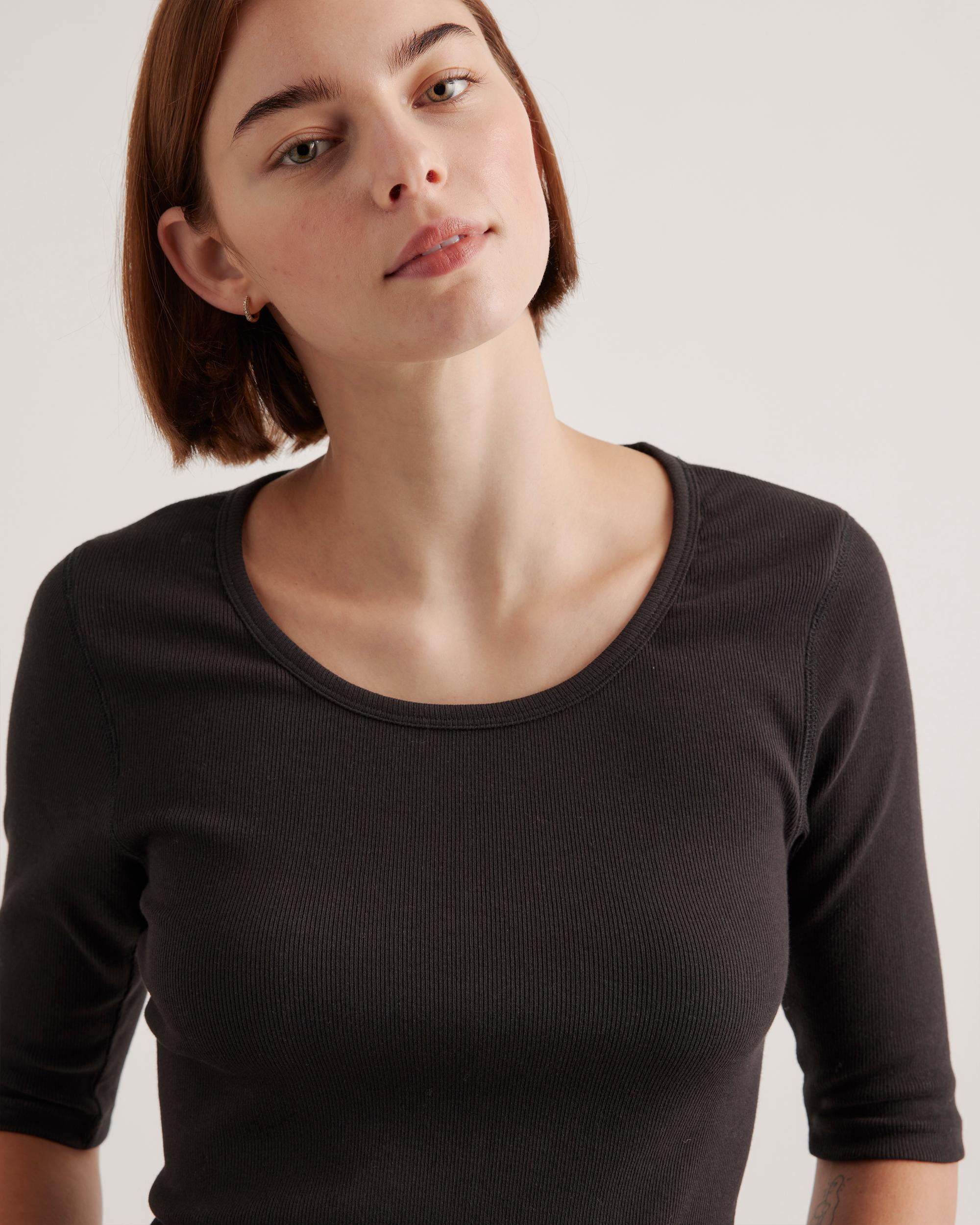Quince | Women's Micro-Rib Elbow Sleeve T-Shirt Organic Cotton Product Image