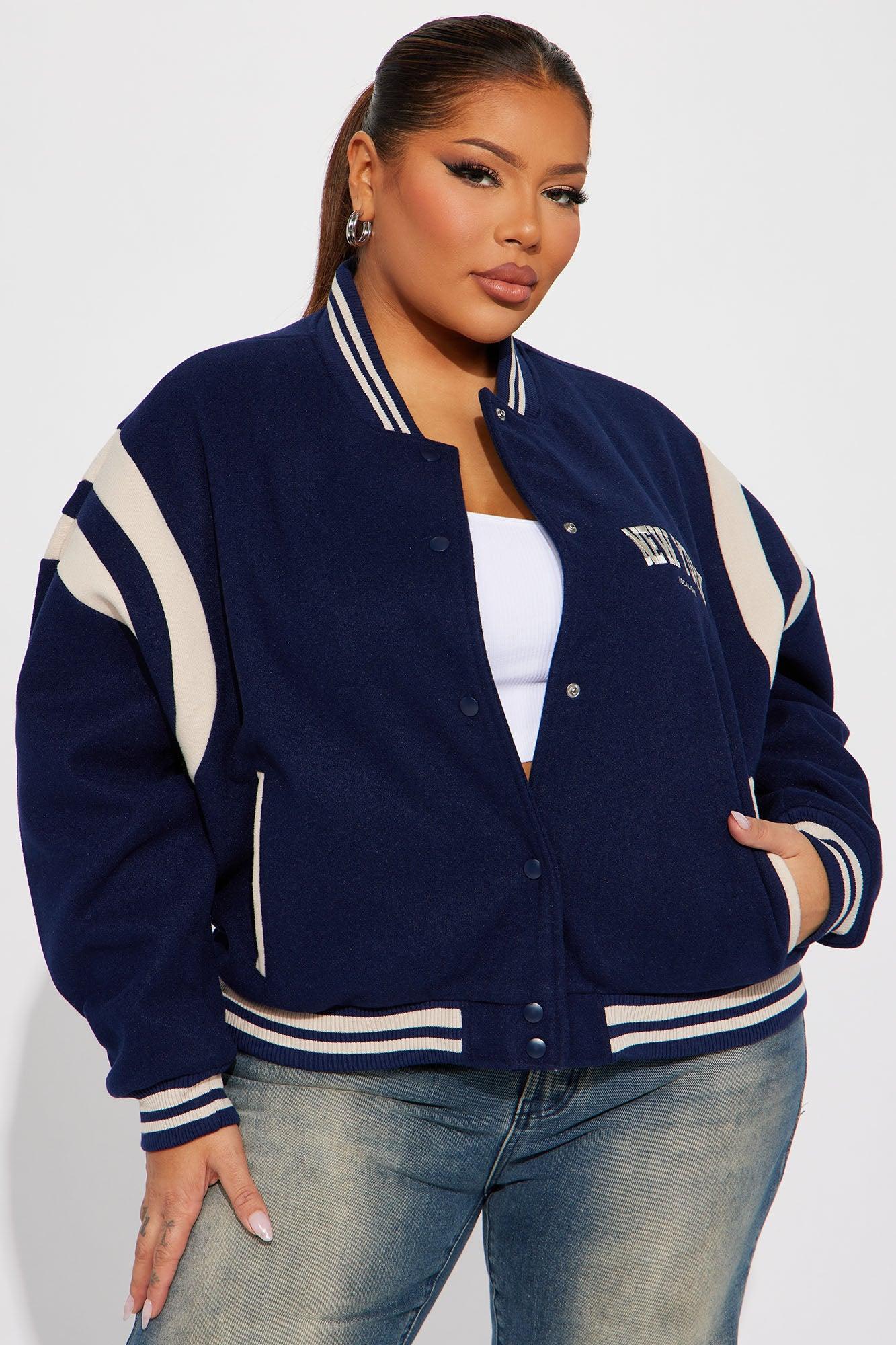 Manhattan Babe Varsity Jacket - Navy Female Product Image