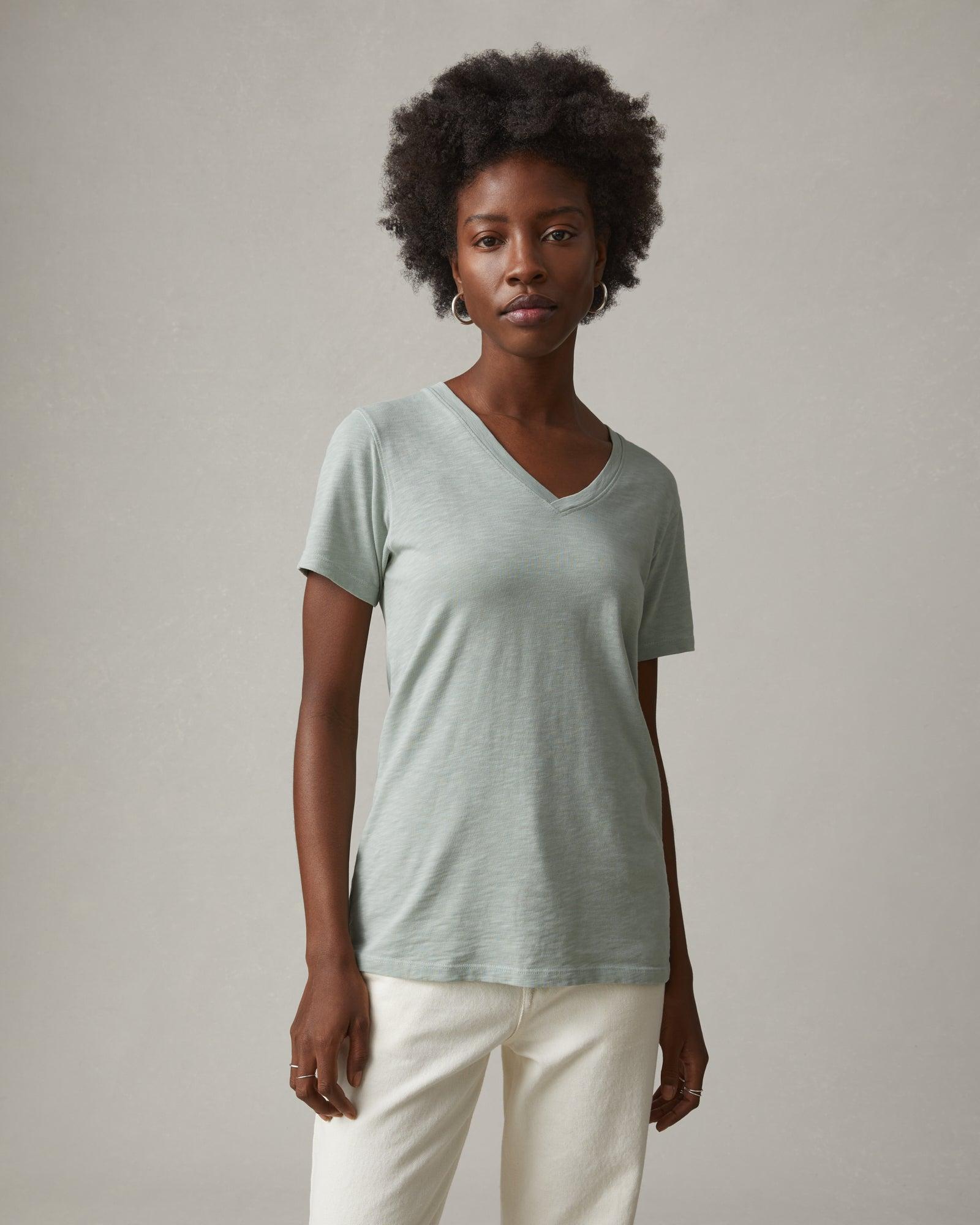 Women's Premium Slub V-Neck Tee - Aqua Grey Female Product Image