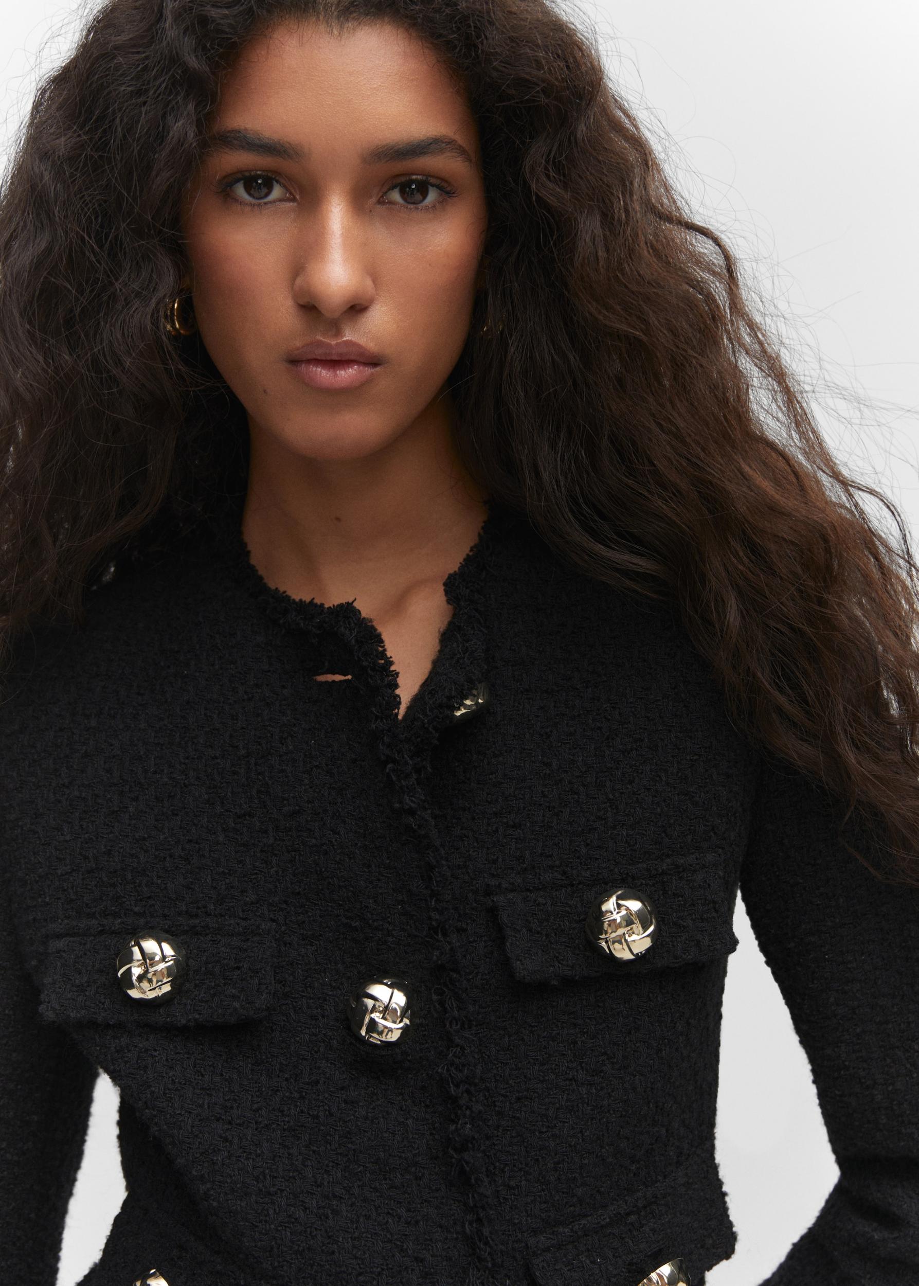 Tweed jacket with pockets - Women | MANGO USA Product Image