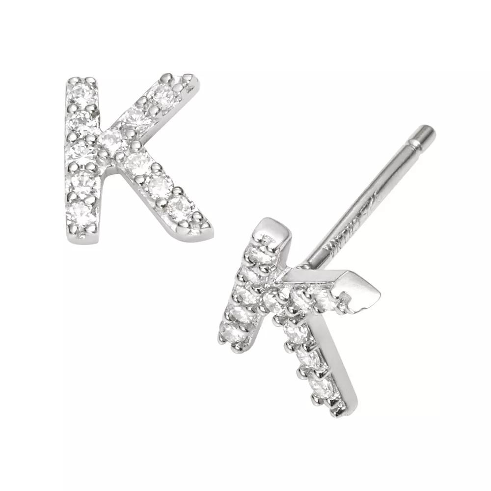 Sophie Miller Sterling Silver Cubic Zirconia Initial Stud Earrings, Womens Product Image