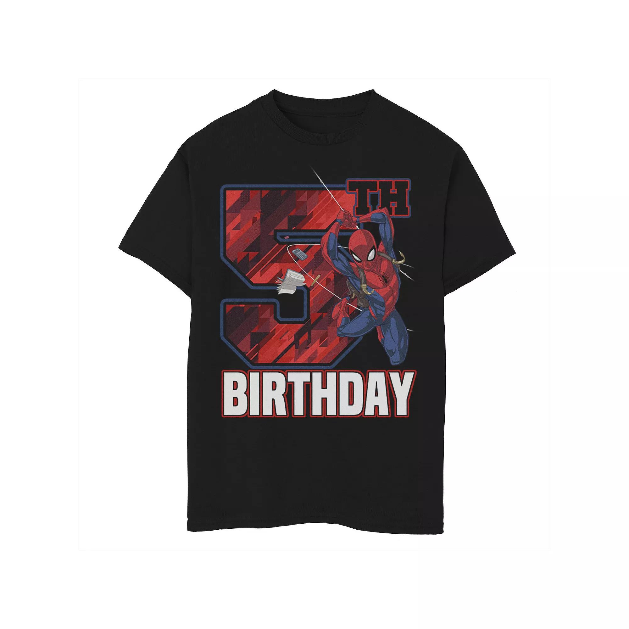 Boys 8-20 Marvel Spider-Man Web Swing 5th Birthday Graphic Tee, Boy's, Size: Medium, Black Product Image