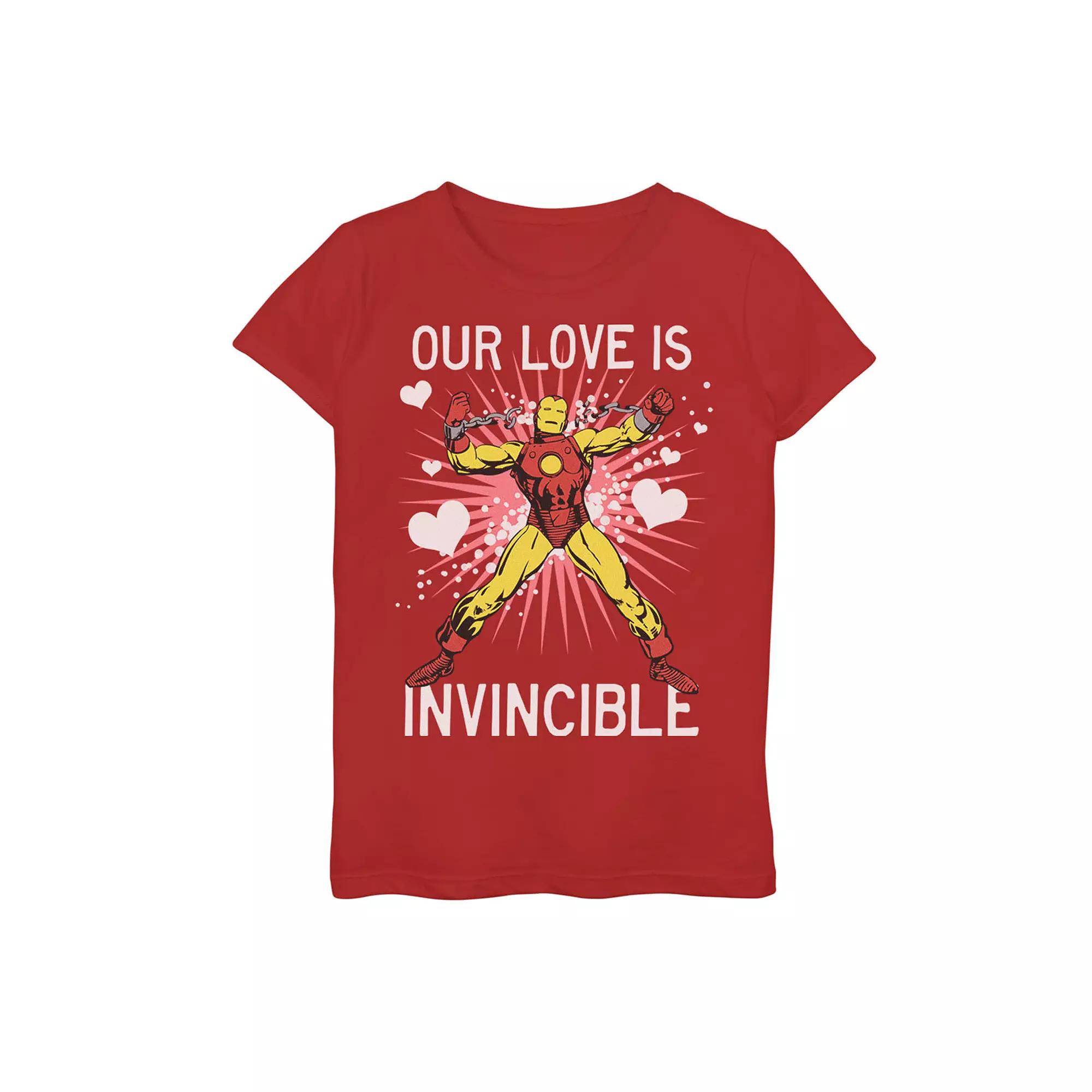 Girls 7-16 Marvel Iron Man "Our Love Is Invincible" Valentine's Day Tee, Girl's,  Product Image