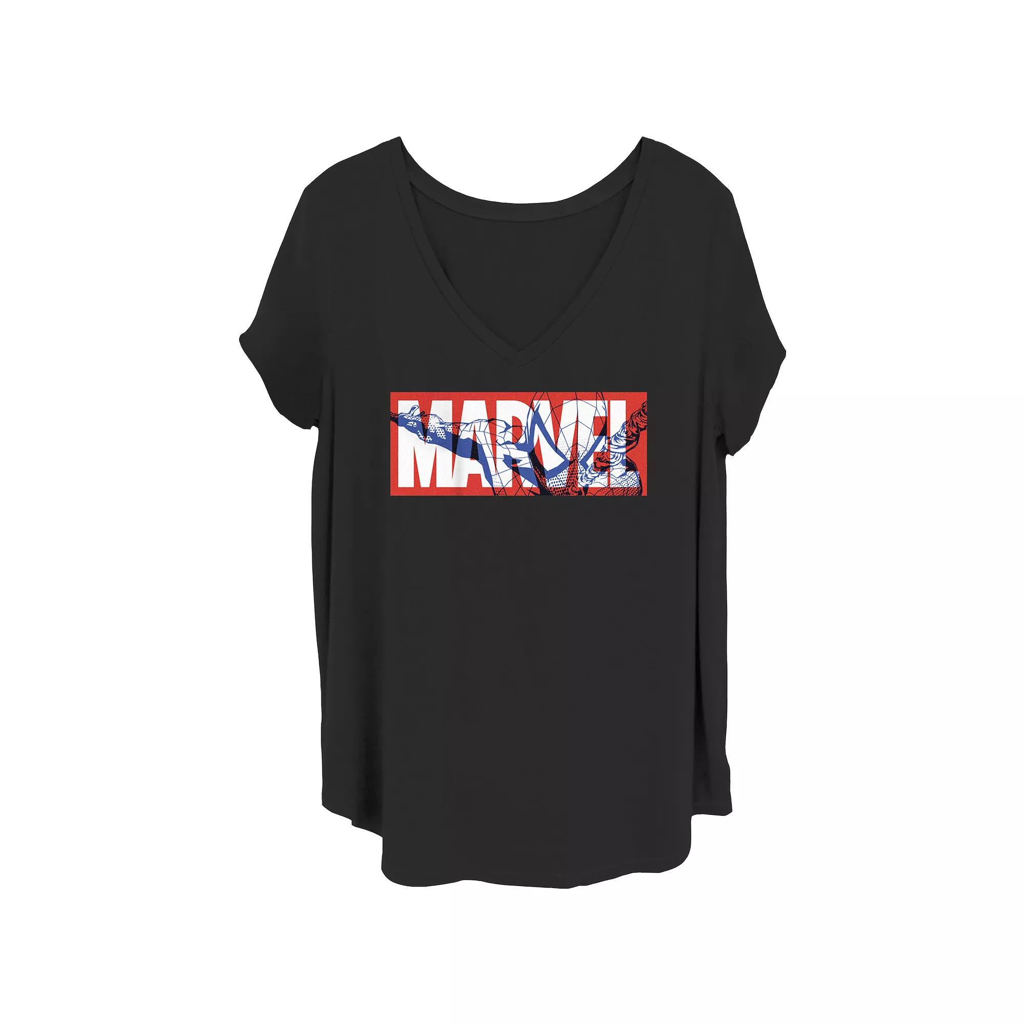 Juniors' Plus Size Marvel: Spider-Man Classic Logo Graphic Tee, Girl's, Size: 2XL, Black Product Image