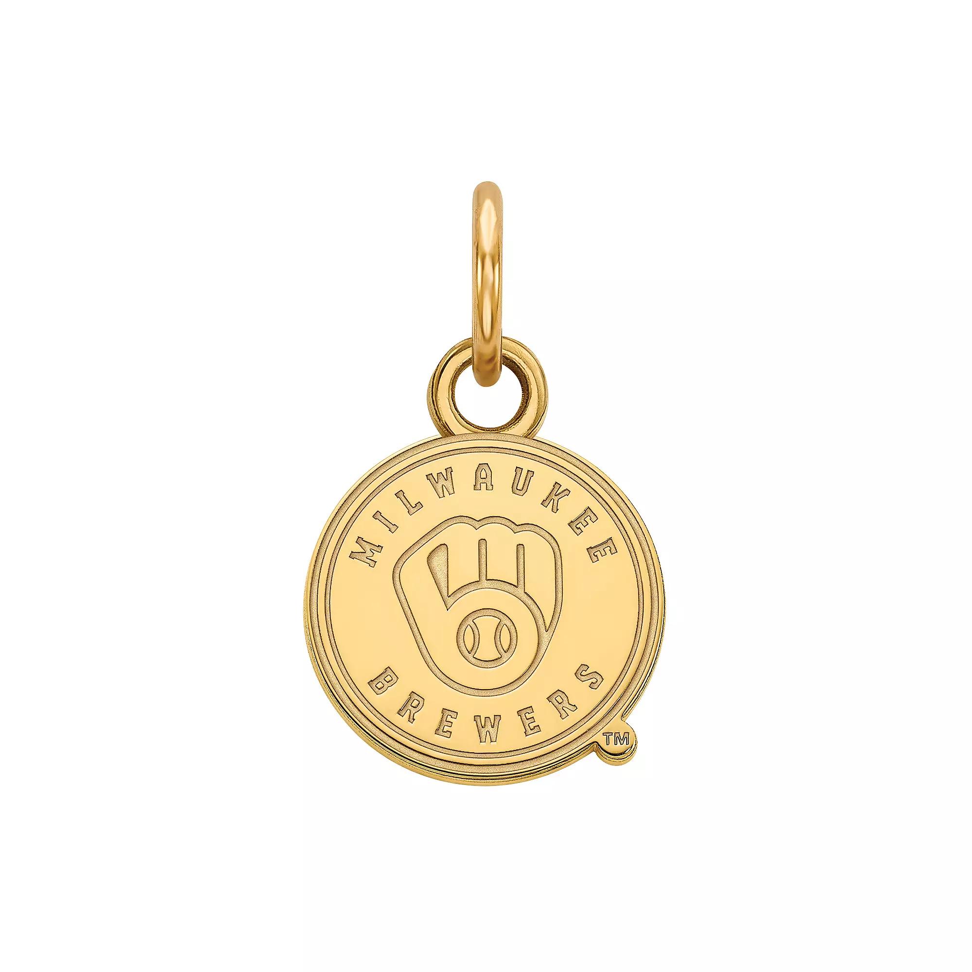 LogoArt Milwaukee Brewers Sterling Silver Mini Pendant, Women's, Size: 13MM, Gold Tone Product Image