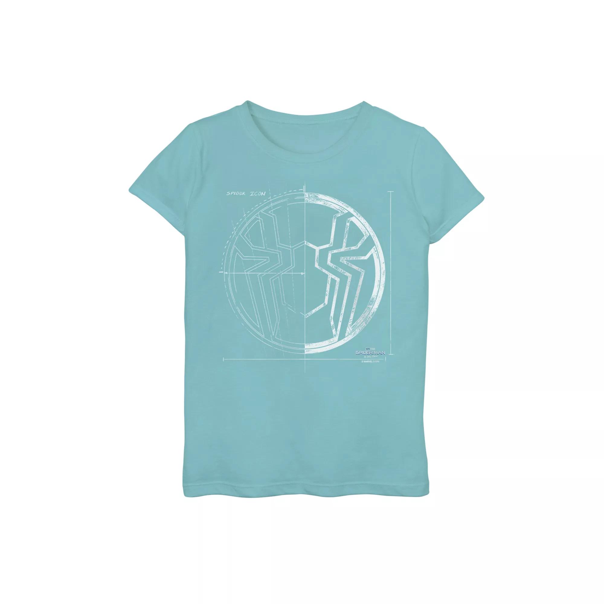 Girls 7-16 Marvel Spider-Man No Way Home Spider Grid Logo Graphic Tee, Girl's, Size: Small, Tahiti Blue Product Image