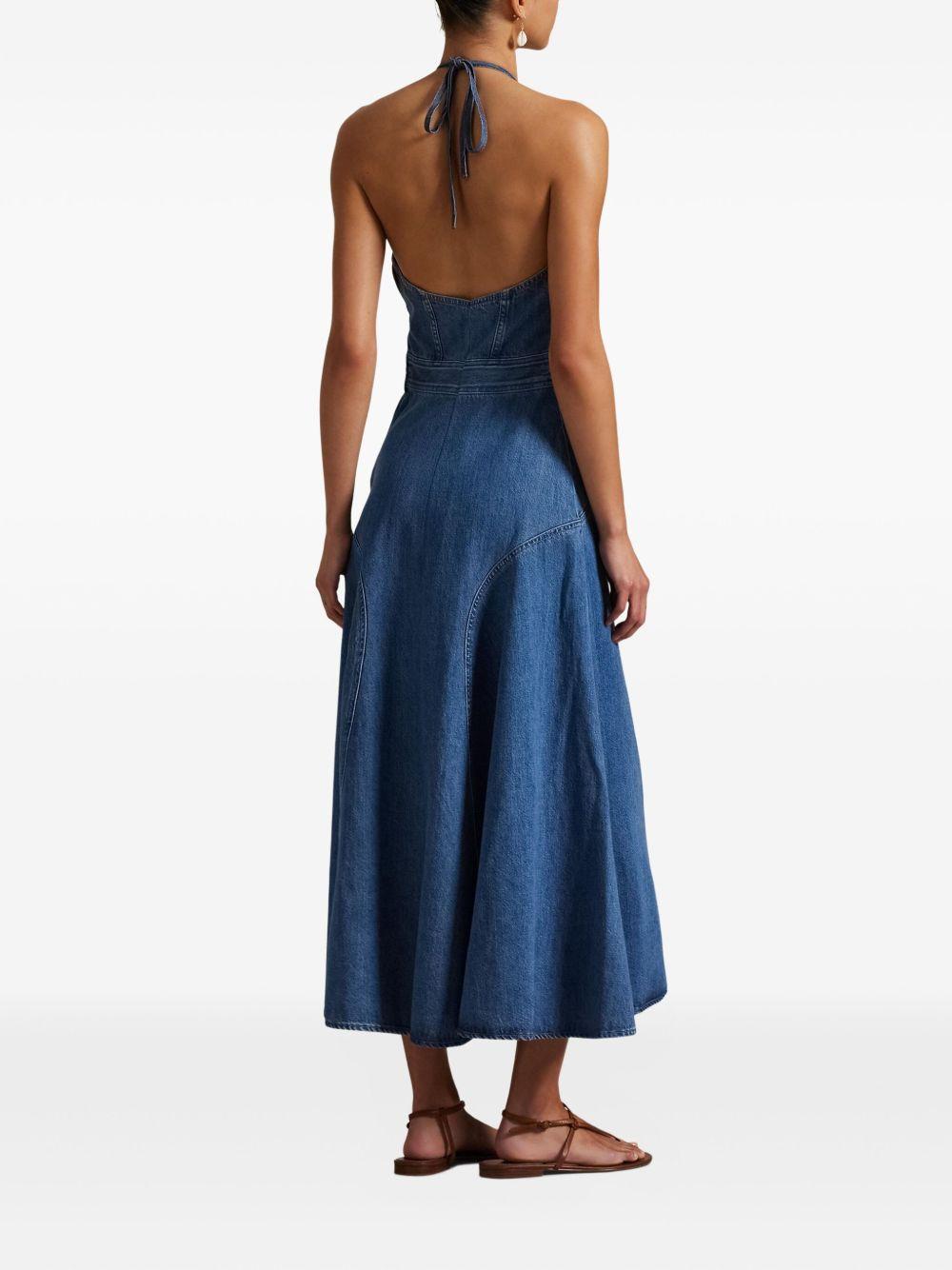halterneck denim midi dress Product Image