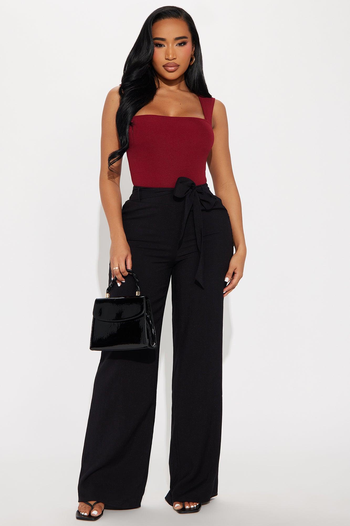 Aviana Square Neck Open Back Bodysuit - Burgundy Product Image