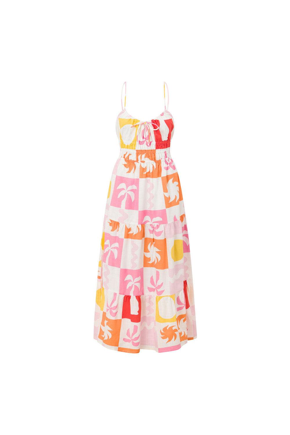 Talia Dress - Palm Tile Fuego Product Image