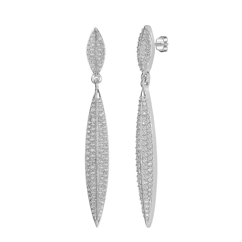 Judy Crowell Sterling Silver Long Marquis CZ Drop Earrings, Women's Product Image