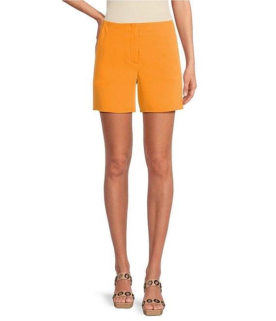 Trina Turk Pommes Double Georgette Flat Front Mid Rise Shorts Product Image