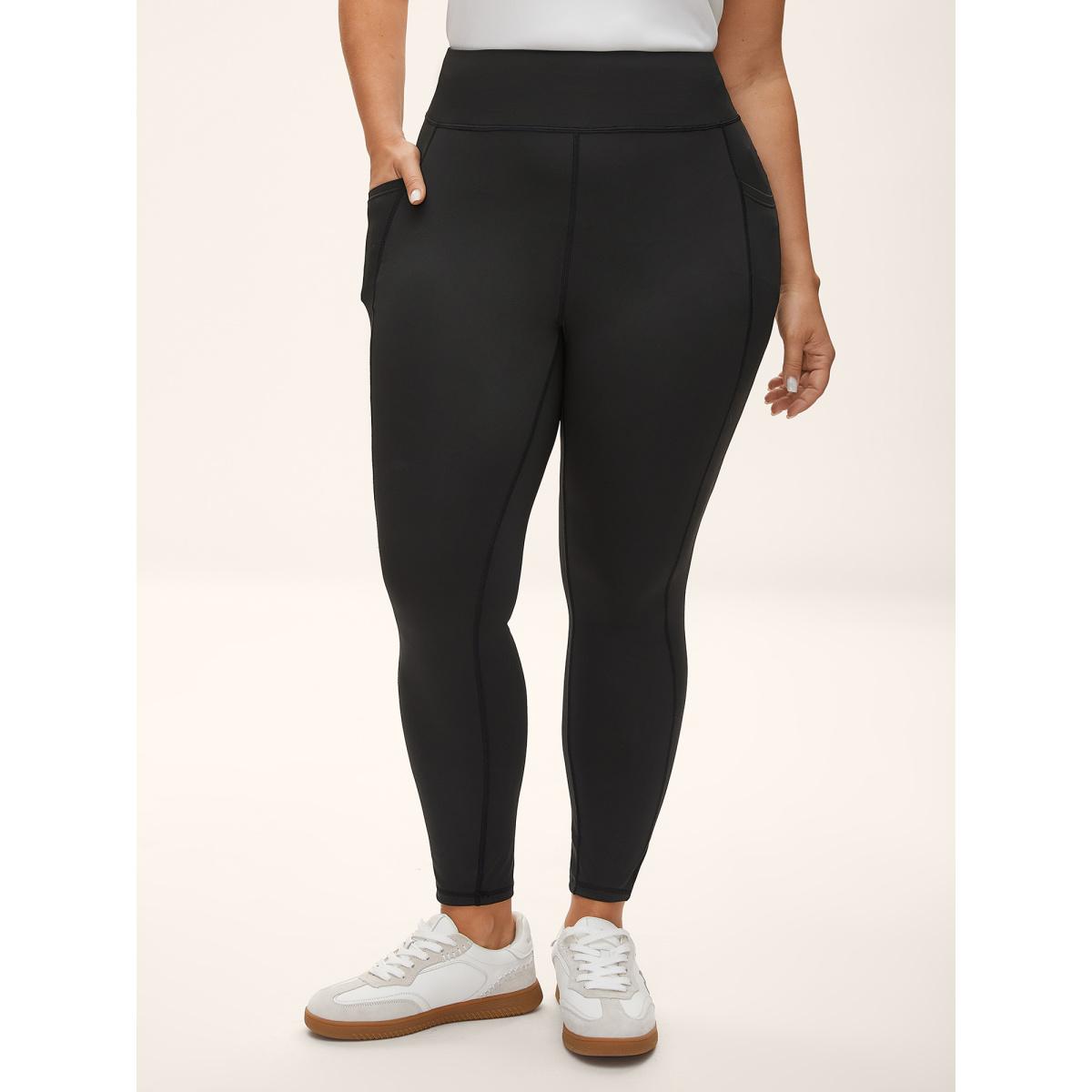 Plus Size Stretchy Wide-Waistband Tight-Fit Leggings Women Black Casual Leggings BloomChic 10/M Product Image