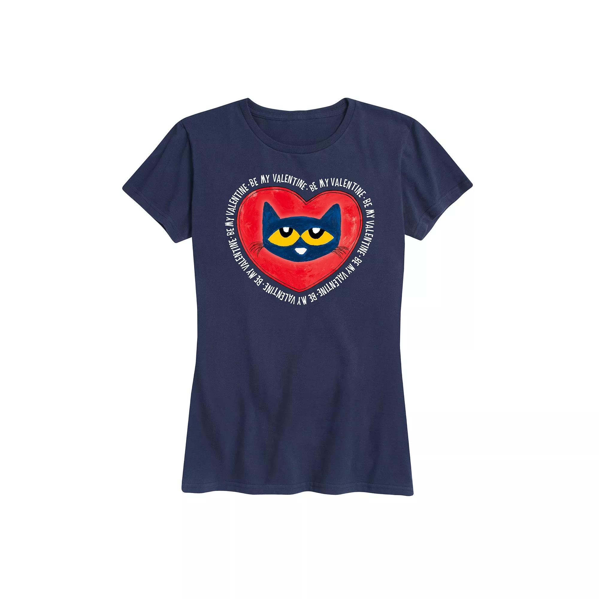Women's Pete The Cat Be My Valentine Pete Face Graphic Tee,  Product Image