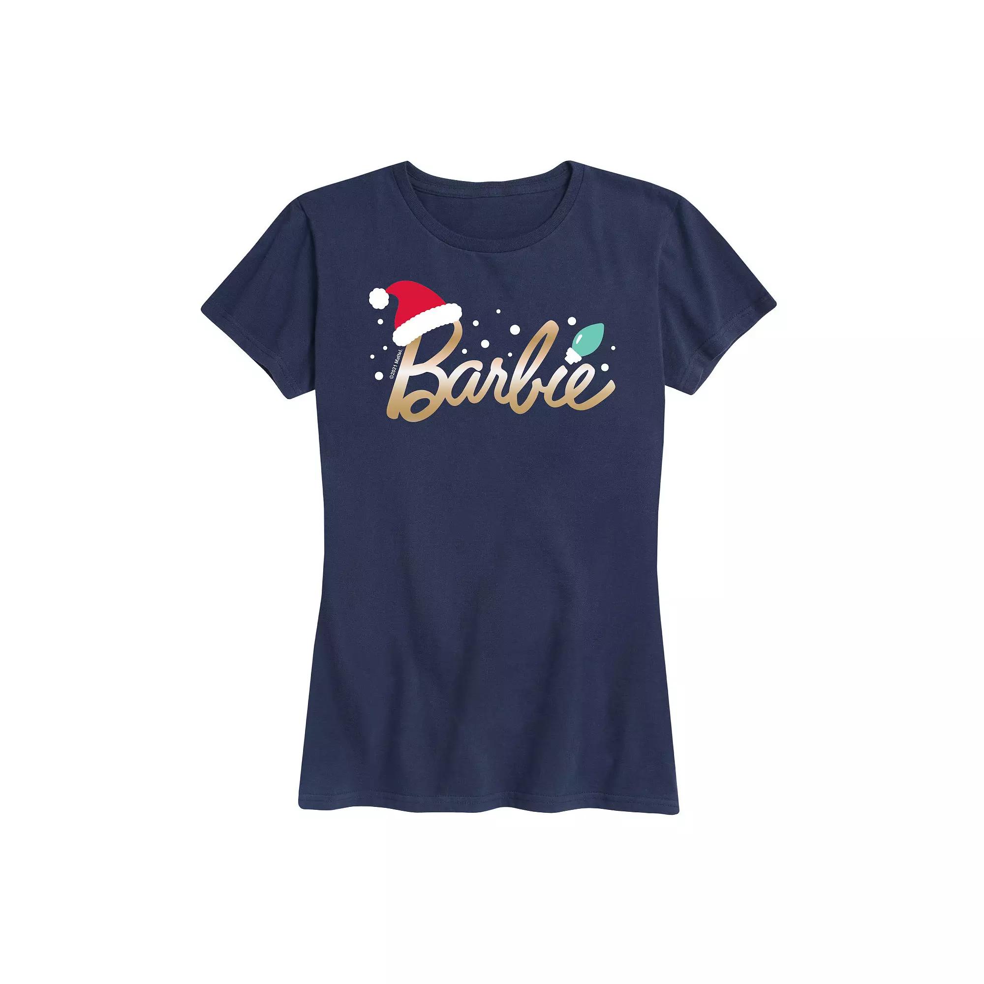 Women's Barbie® Logo Santa Hat Graphic Tee, Girl's,  Product Image