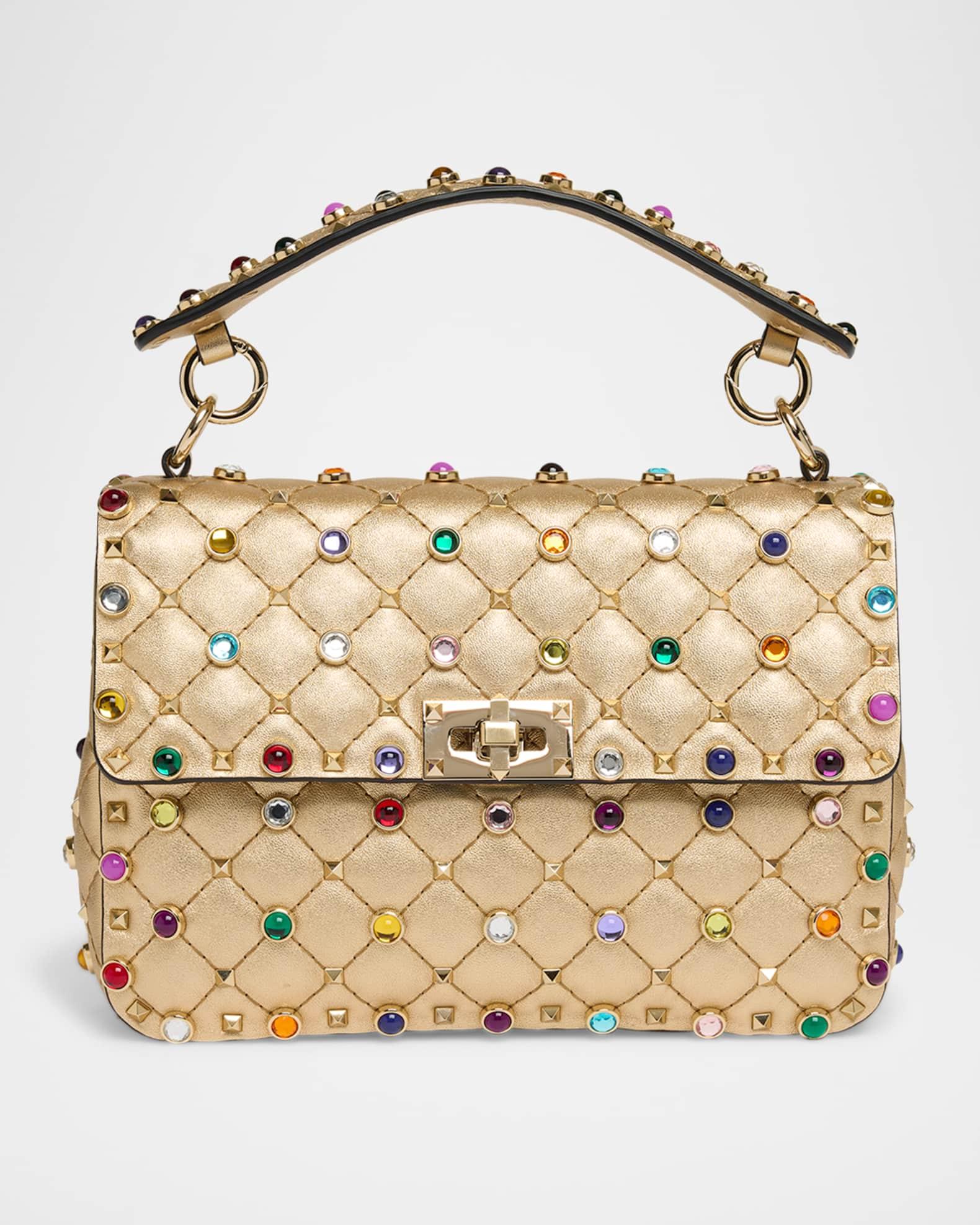 Medium Rockstud Embellished Leather Shoulder Bag Product Image