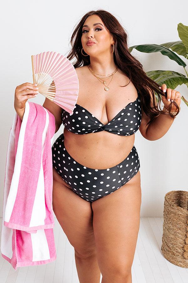 Tanning In Tulum High Waist Polka Dot Bikini Bottom in Black Product Image