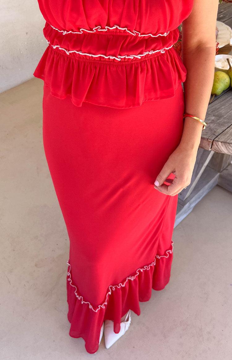 Wiatt Red Maxi Skirt Product Image