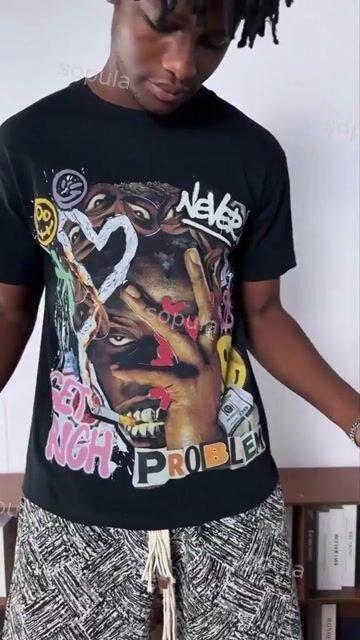 Richer Than My Opps Vintage Abstract Man Graphic Cotton T-shirt Product Image