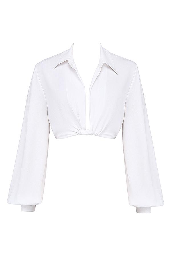 Palmer  white plunge blouson top - sale Product Image