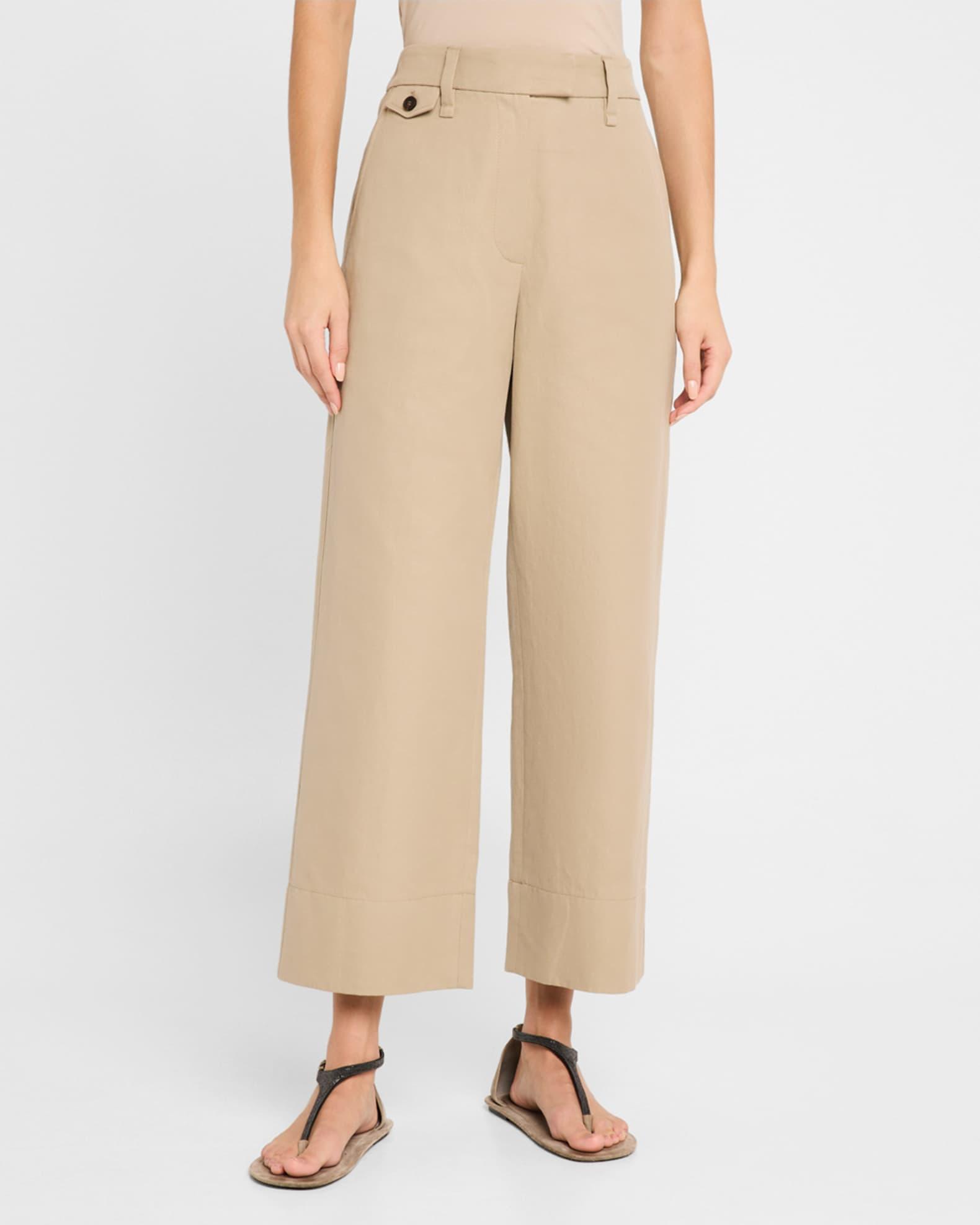 Cotton-Linen Wide-Leg Crop Chino Pants Product Image
