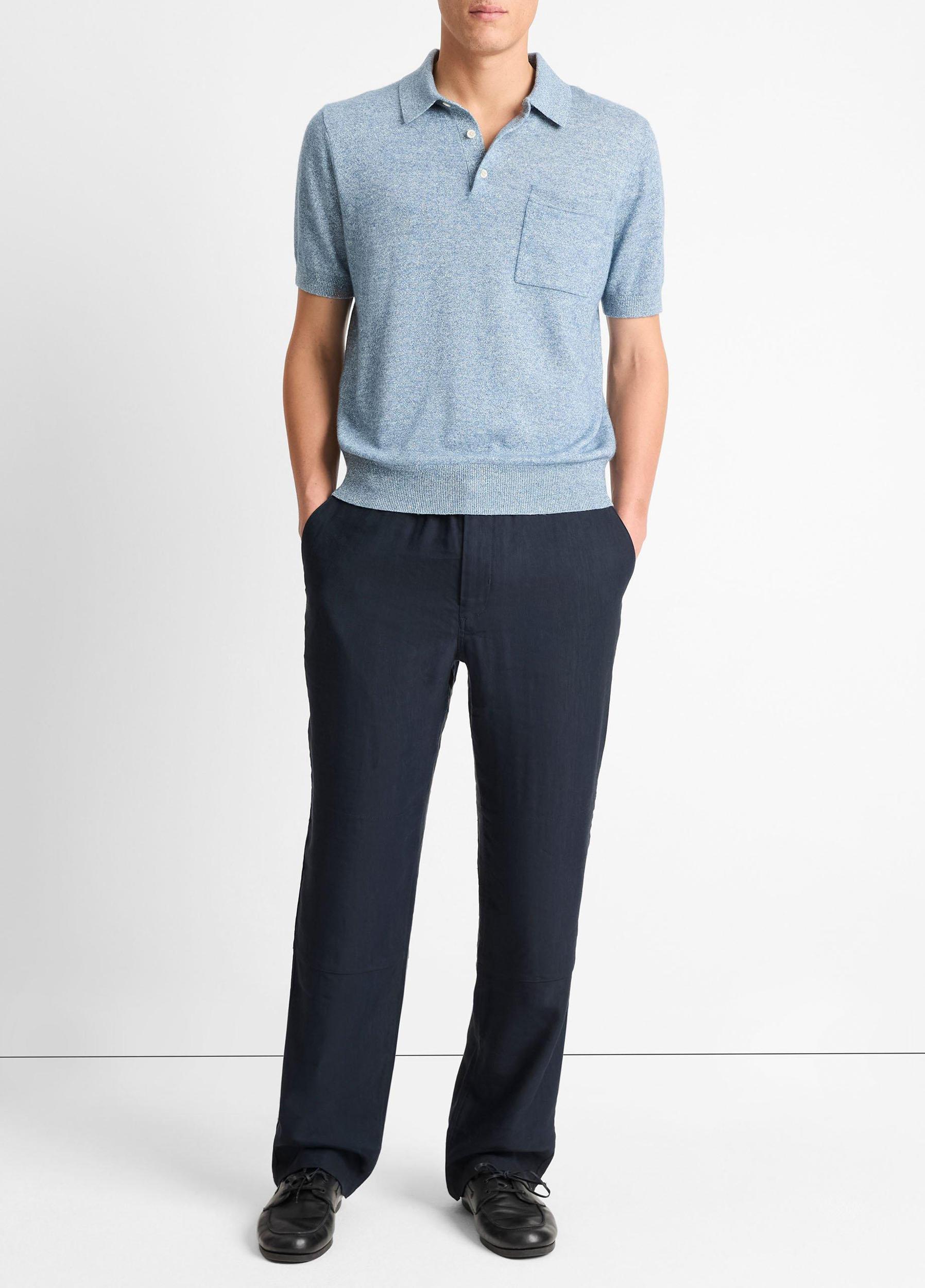 Linen, Wool & Cashmere Polo Sweater Product Image