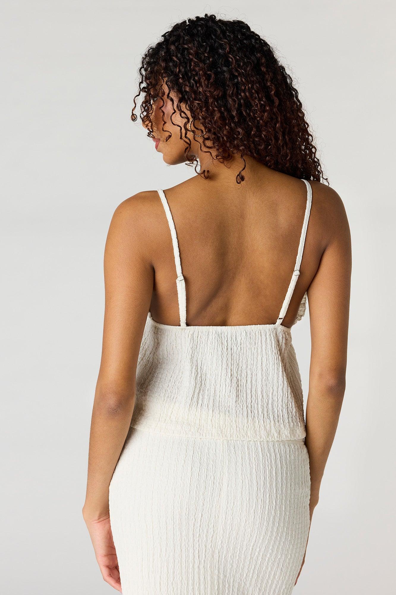 Textured V-Neck Babydoll Tank Female Product Image