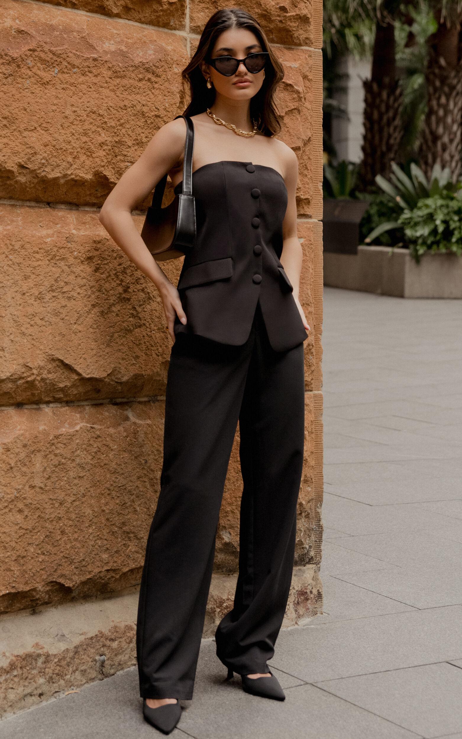 Lorcan Pants - High Waisted Tailored Pants in Black Product Image