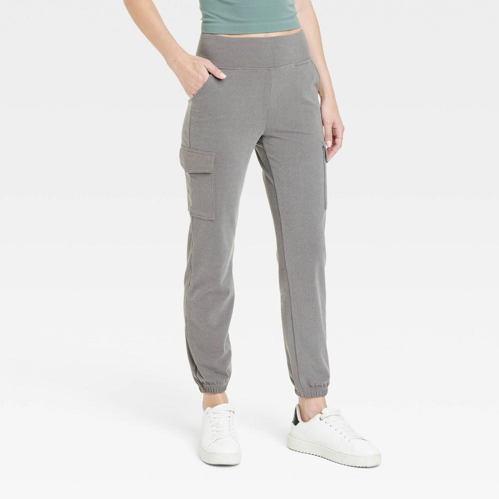 Women's Relaxed Fit Super Soft Cargo Joggers - A New Day™ Gray S: Midweight Knit, Pull-On, Ankle Length, Slim Leg Product Image