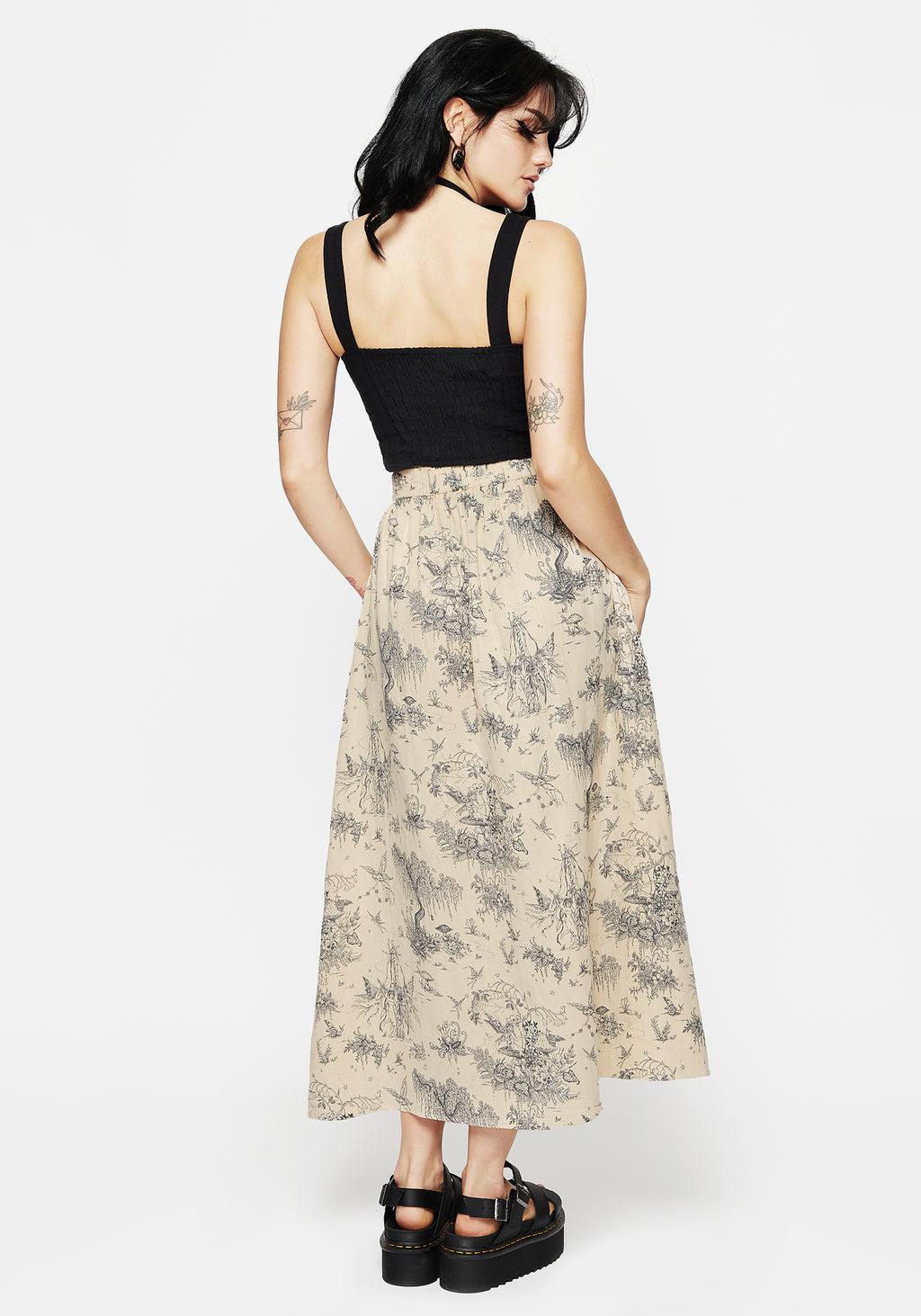 Maypole Cotton Print Button Up Midaxi Skirt Product Image