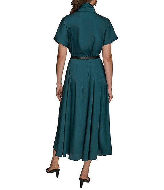 Donna Karan A-Line Notch Collar Short Sleeve Belt Dress Product Image