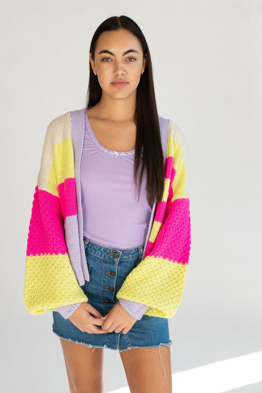 Colorblock Open Cardigan Product Image