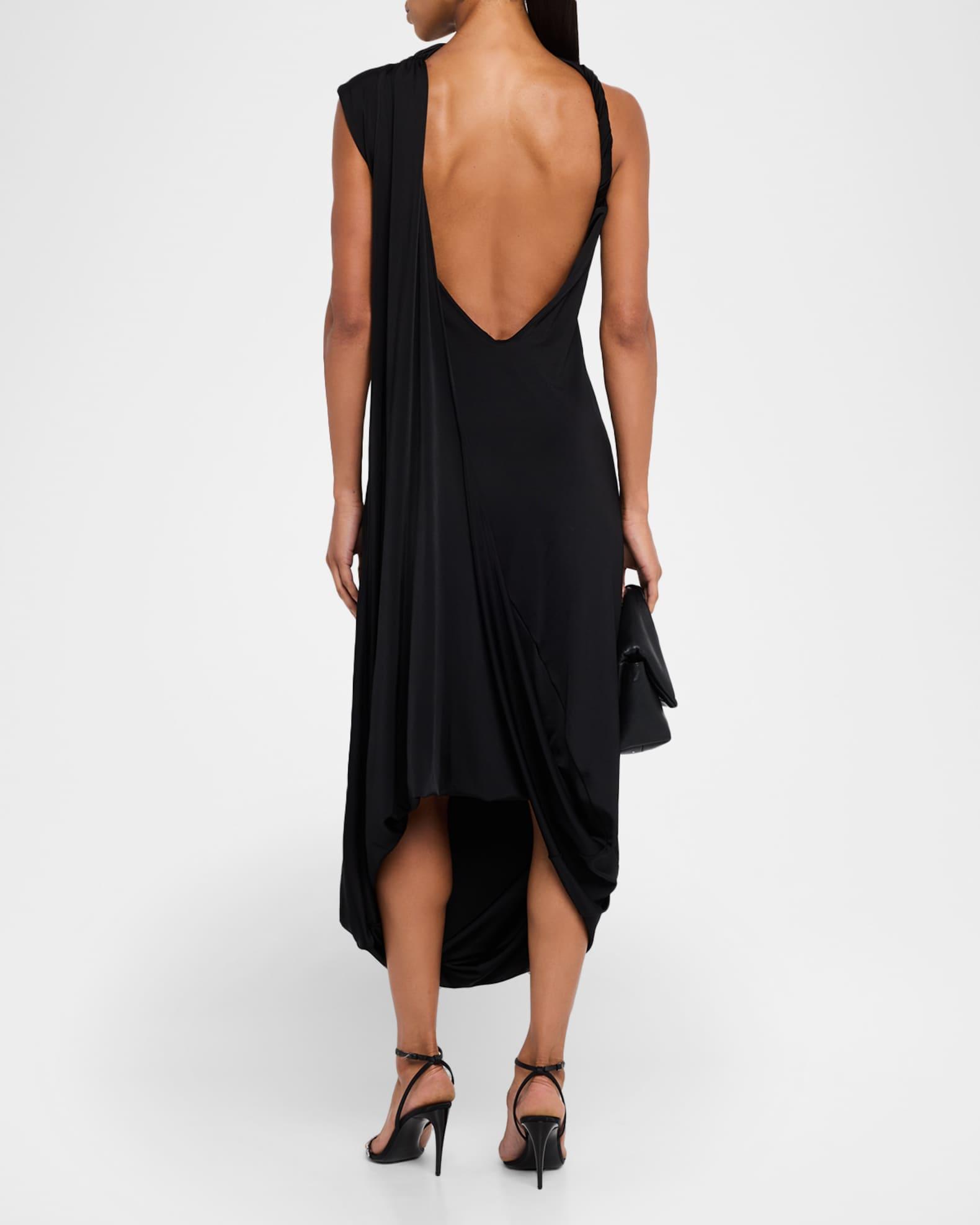 Sleeveless Twisted Drape Backless Midi Dress Product Image