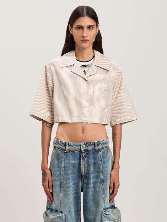 CURVED LOGO CROPPED SHIRT CAMEL - OFF WH Product Image
