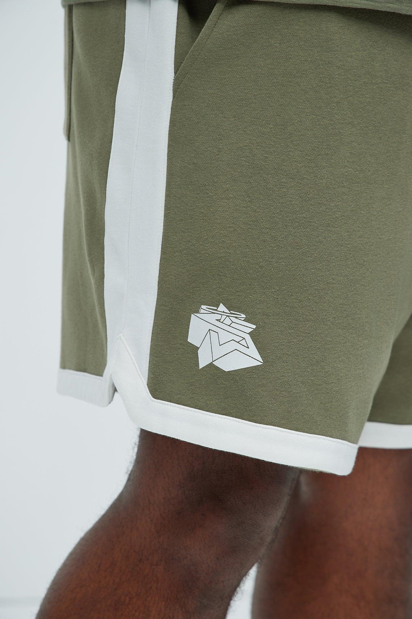 Tyson Contrast Warm Up Shorts - Olive/combo Product Image