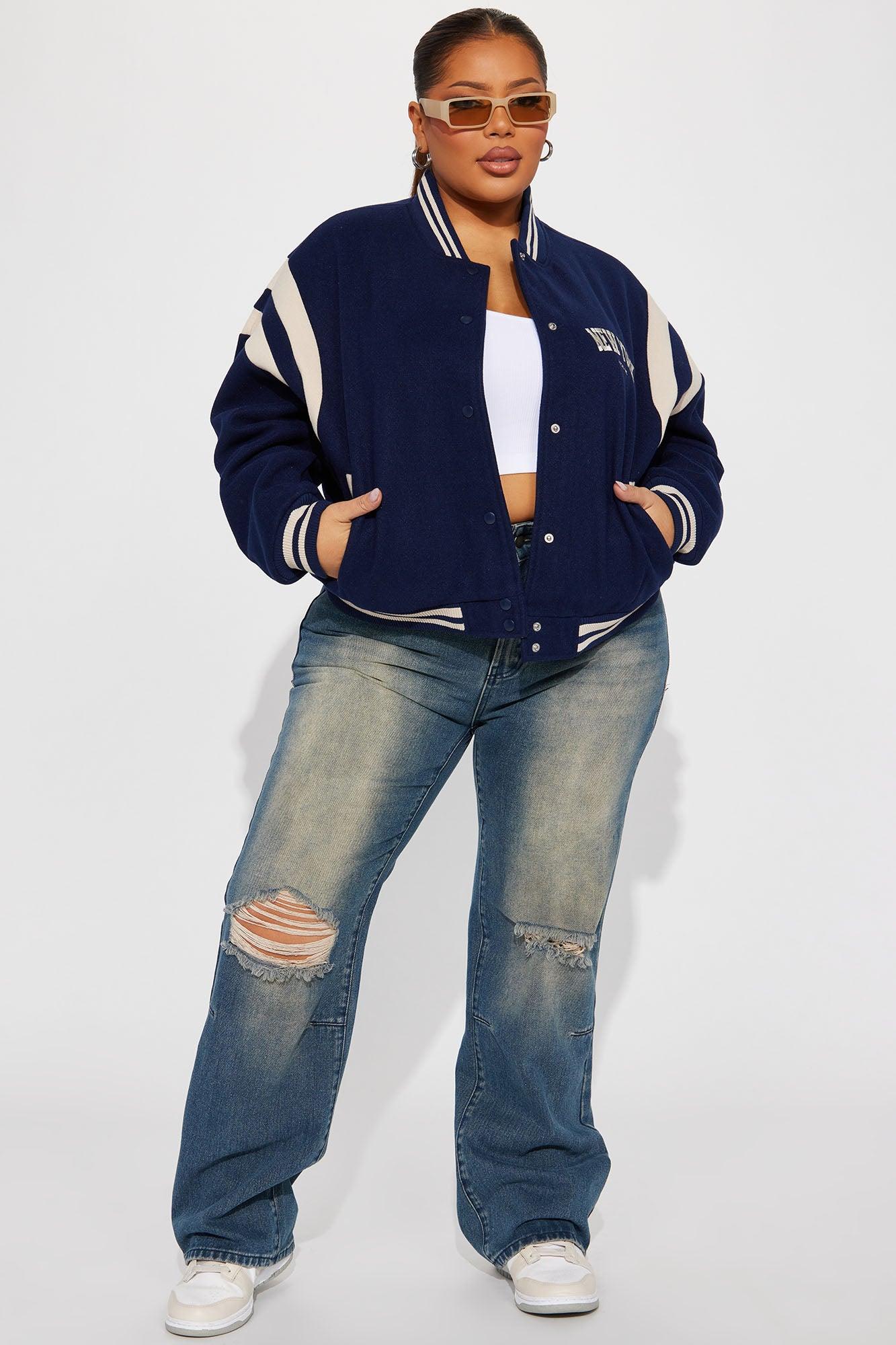 Manhattan Babe Varsity Jacket - Navy Female Product Image