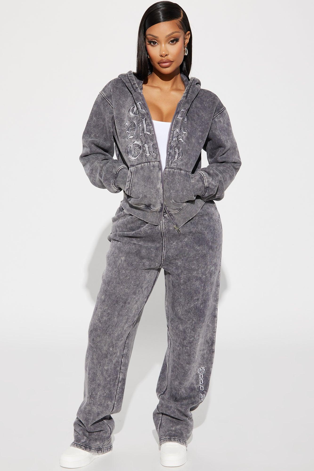 Good Vibes Washed Zip Front Hoodie - Grey/combo Product Image