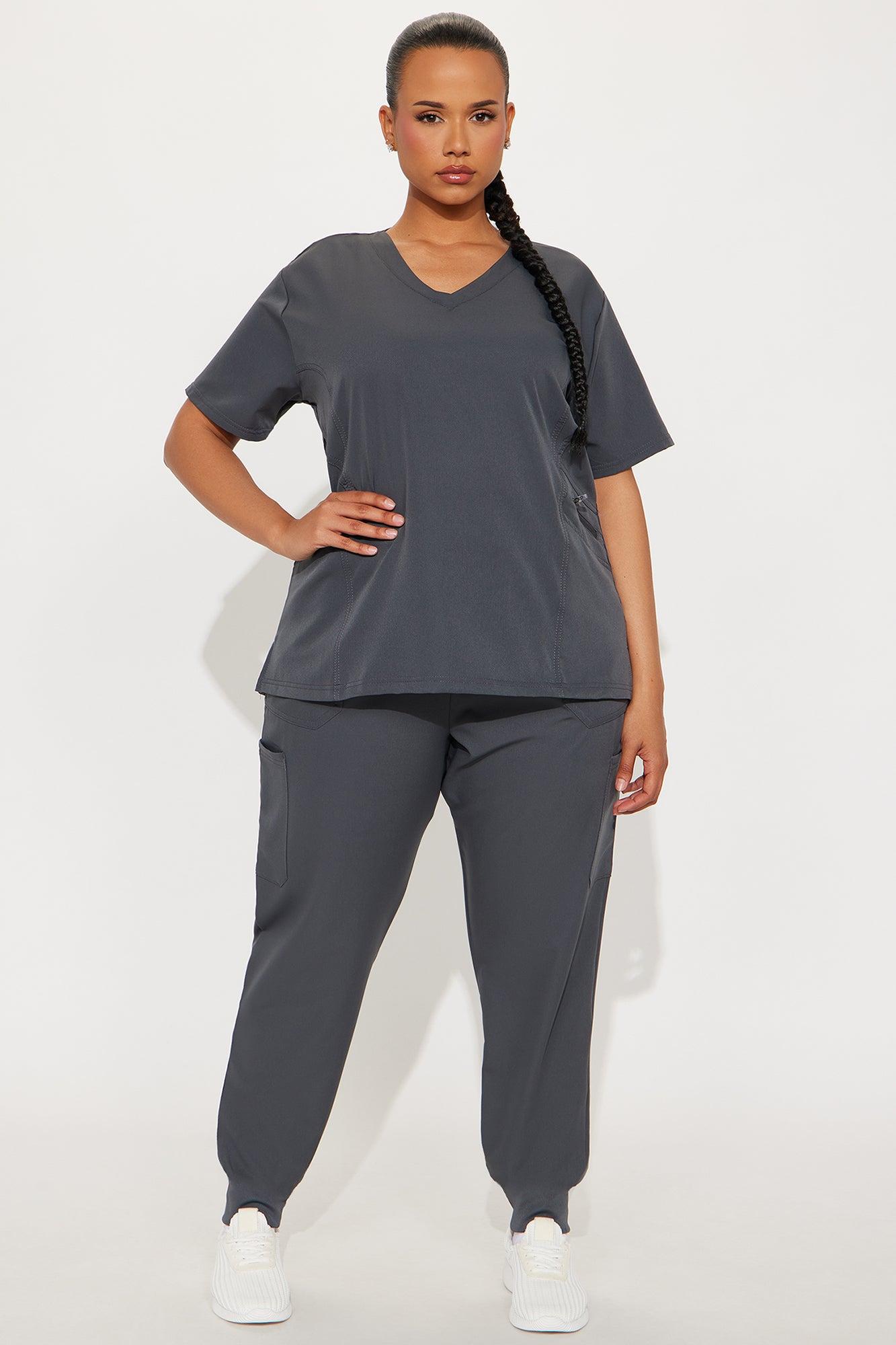Self Care 4 Way Stretch Scrub Uniform Jogger Set - Charcoal Product Image