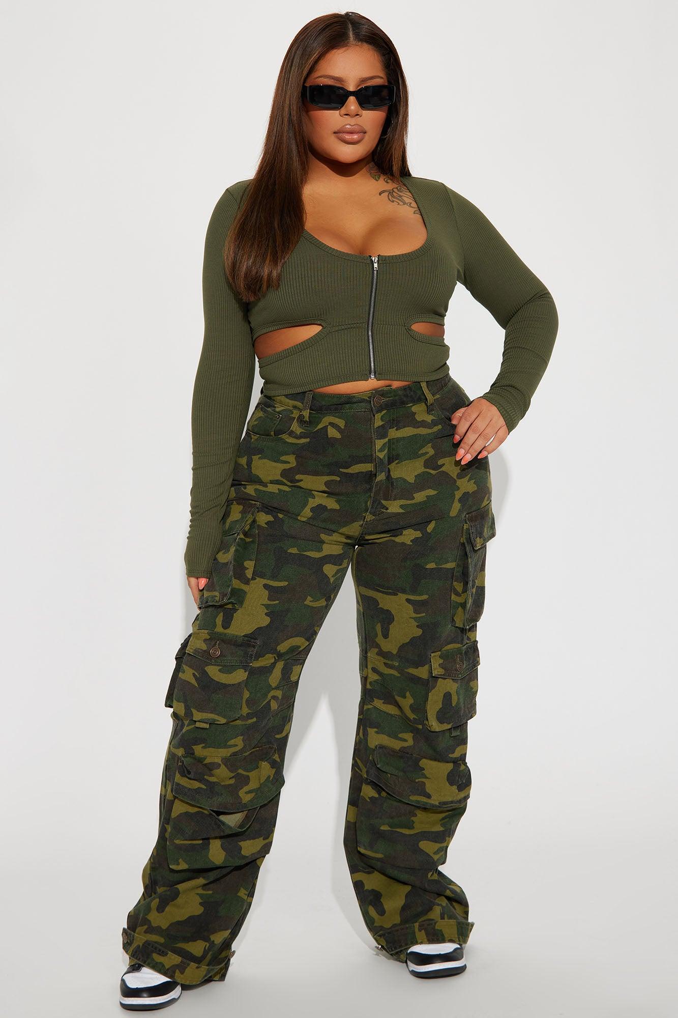 No Regrets Camo Cargo Pant - Olive/combo Product Image