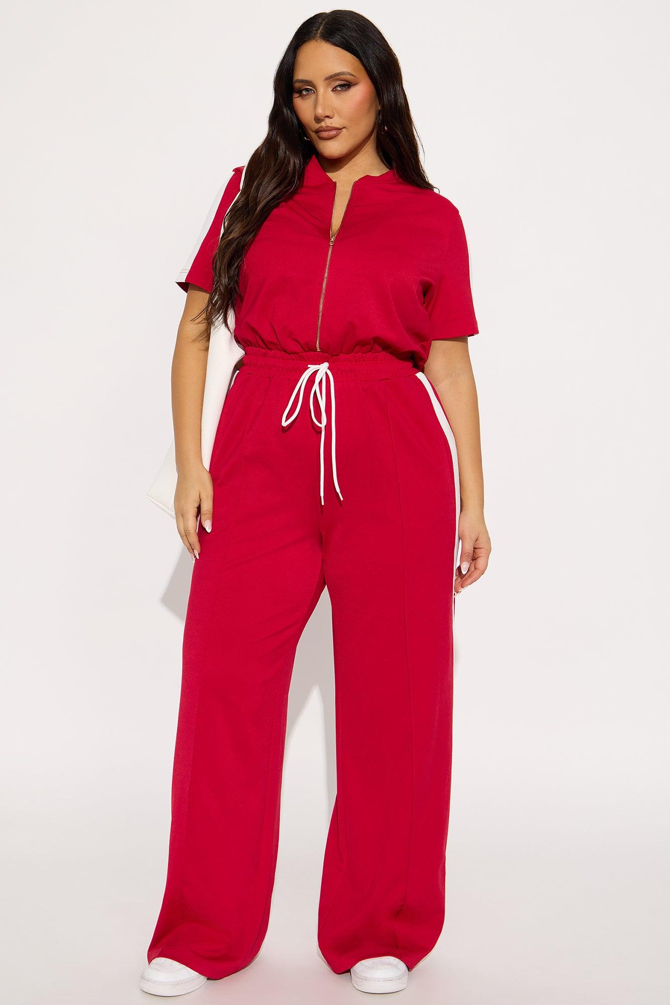 Lianna Short Sleeve Jumpsuit - Red Female Product Image