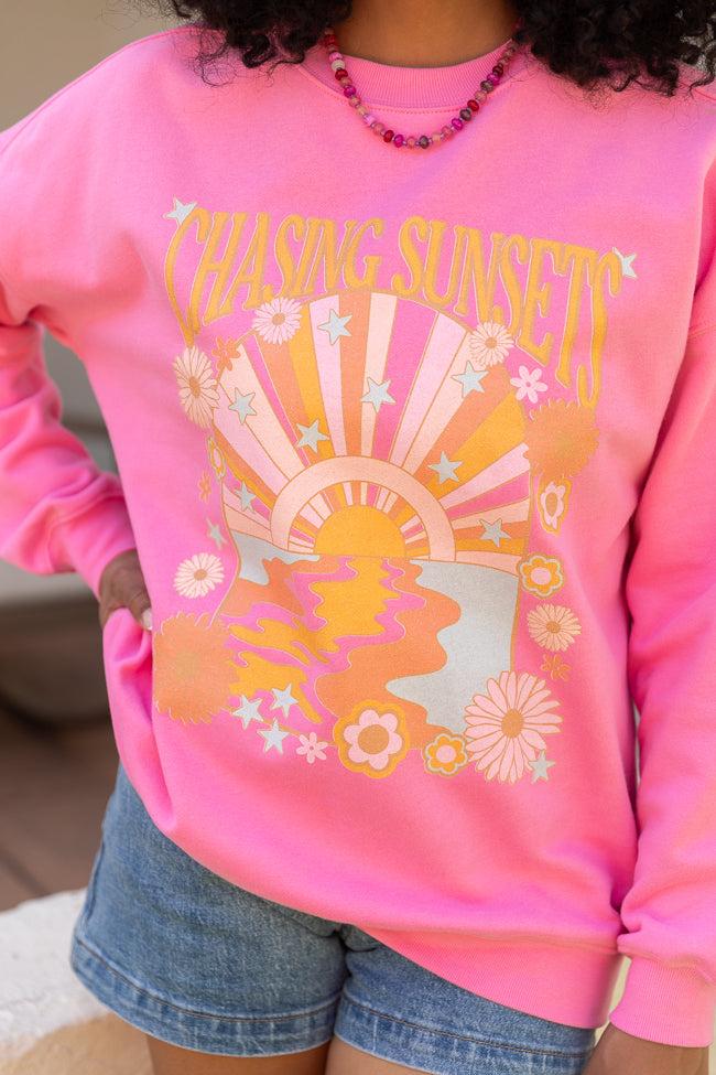 Chasing Sunsets Pink Graphic Sweatshirt Product Image