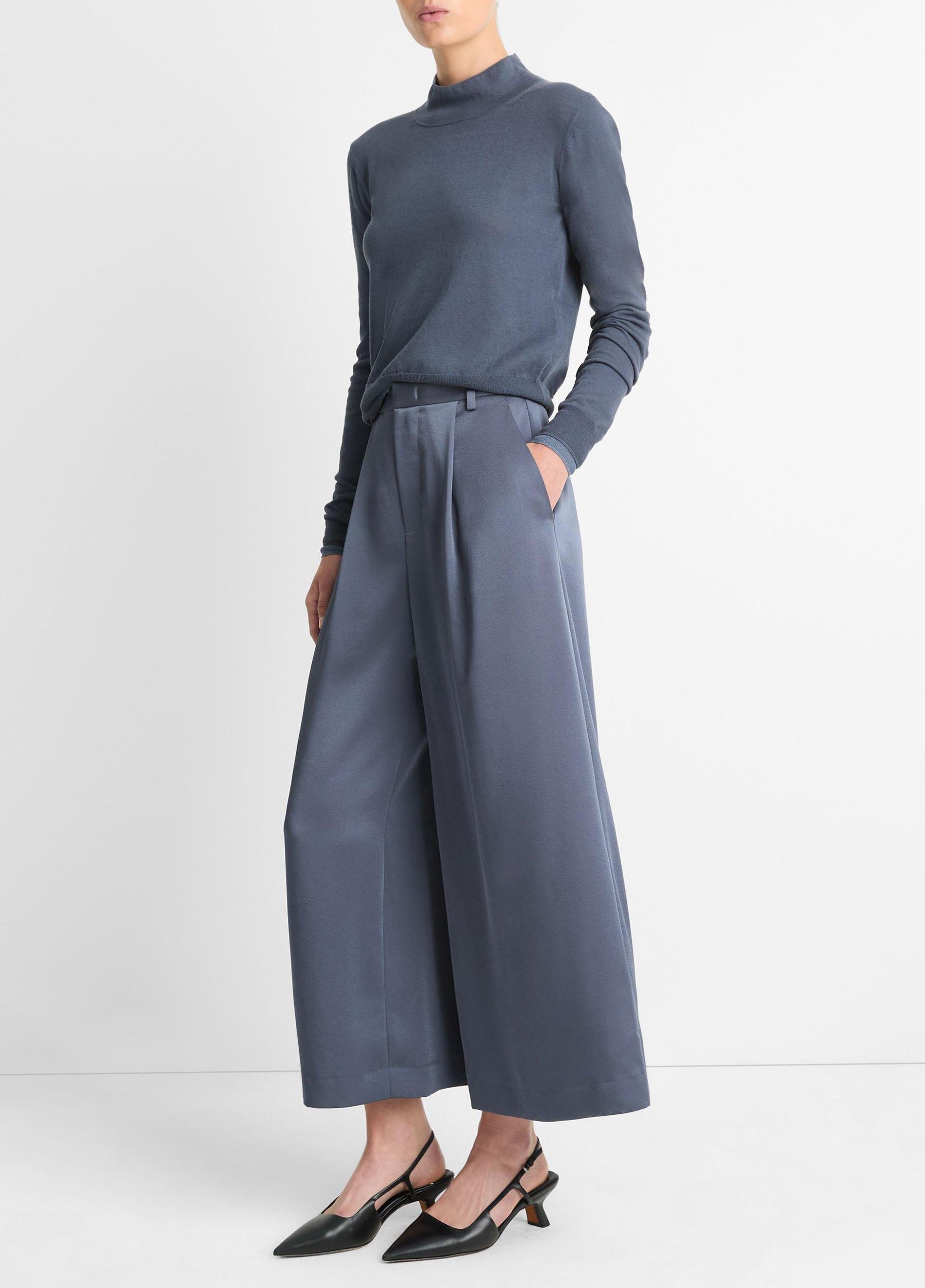 Mid-Rise Satin Culotte Product Image