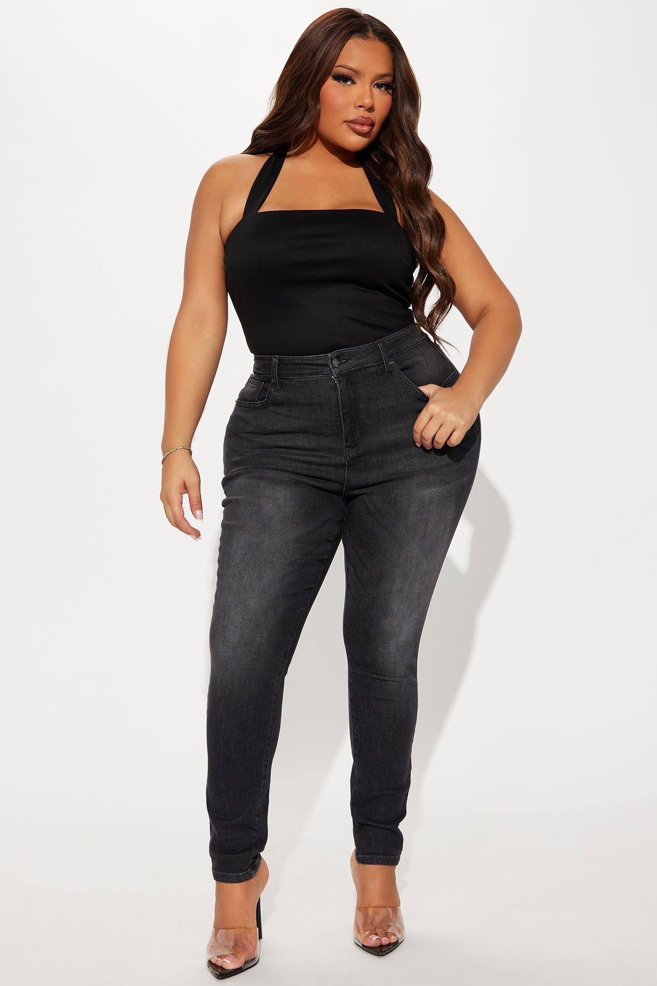 Instant BBL Padded Stretch Sculpting Skinny Jeans - Black Wash Product Image