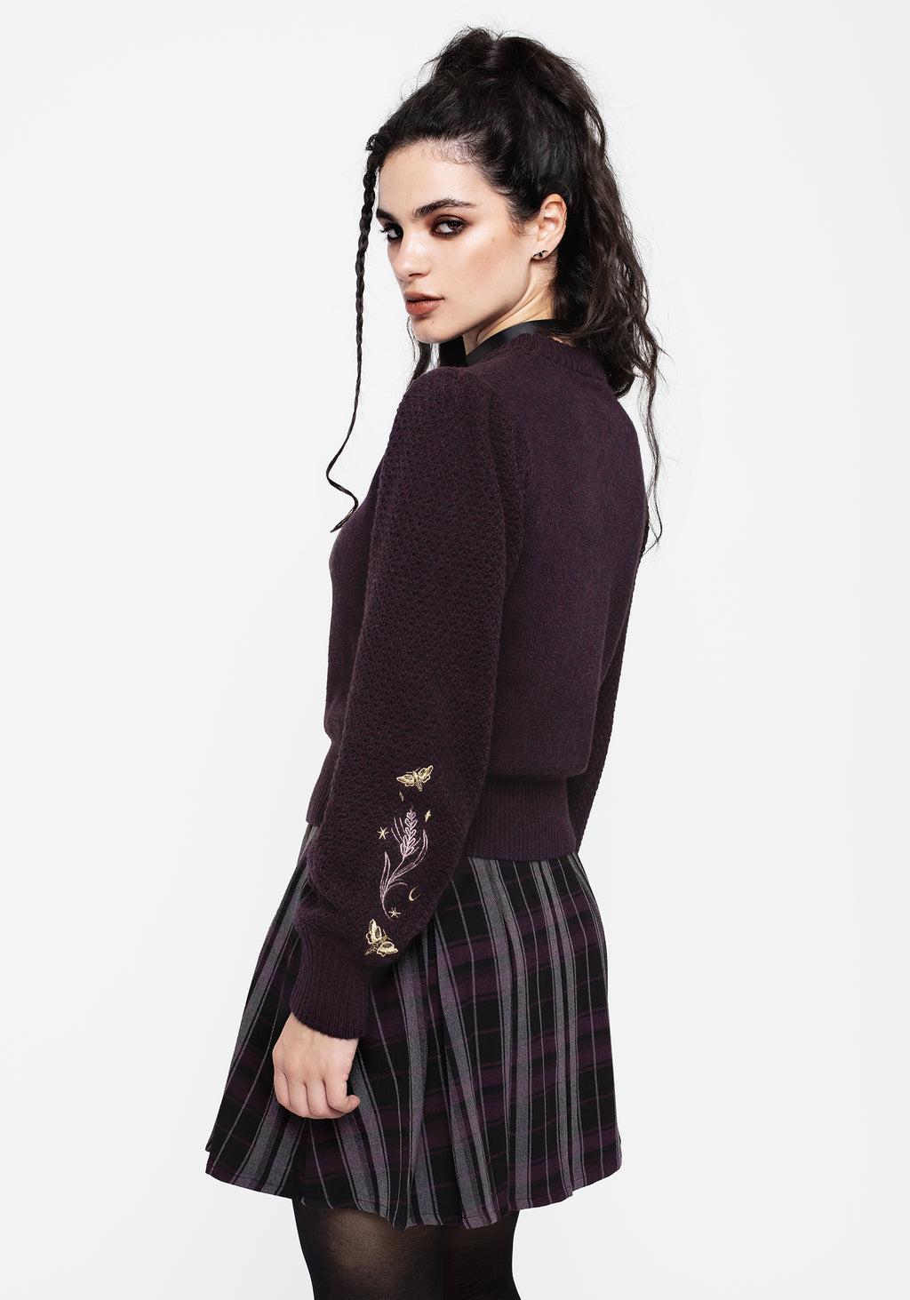 Foxglove Embroidered Knit Sweater Product Image