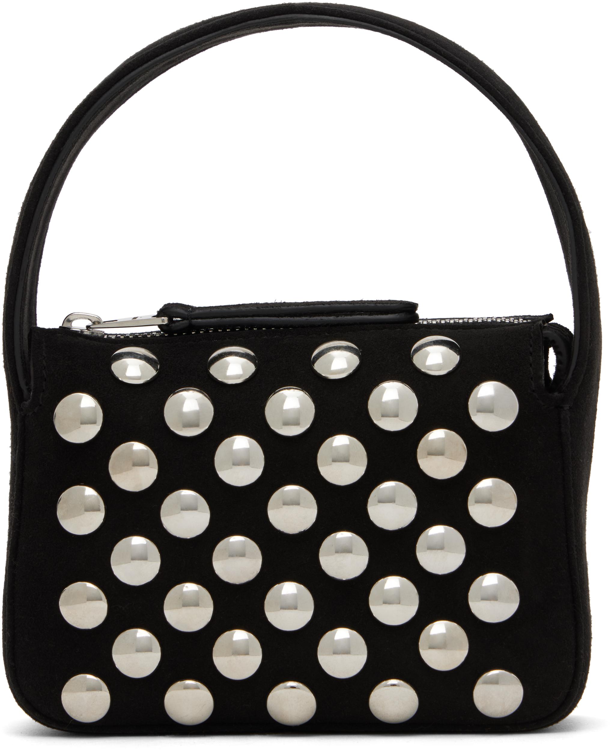 KHAITE Elena Small Studded Textured-leather Shoulder Bag In Black Product Image