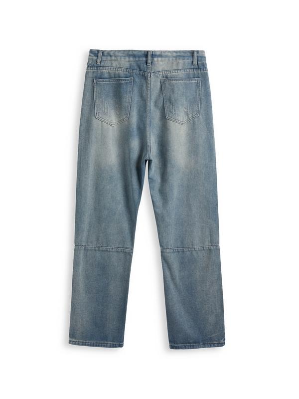 Men's Distressed Wash Ripped Loose Jeans Product Image