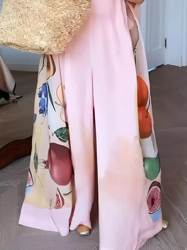 Loose Sleeveless Flower Print Round-Neck Jumpsuits Product Image