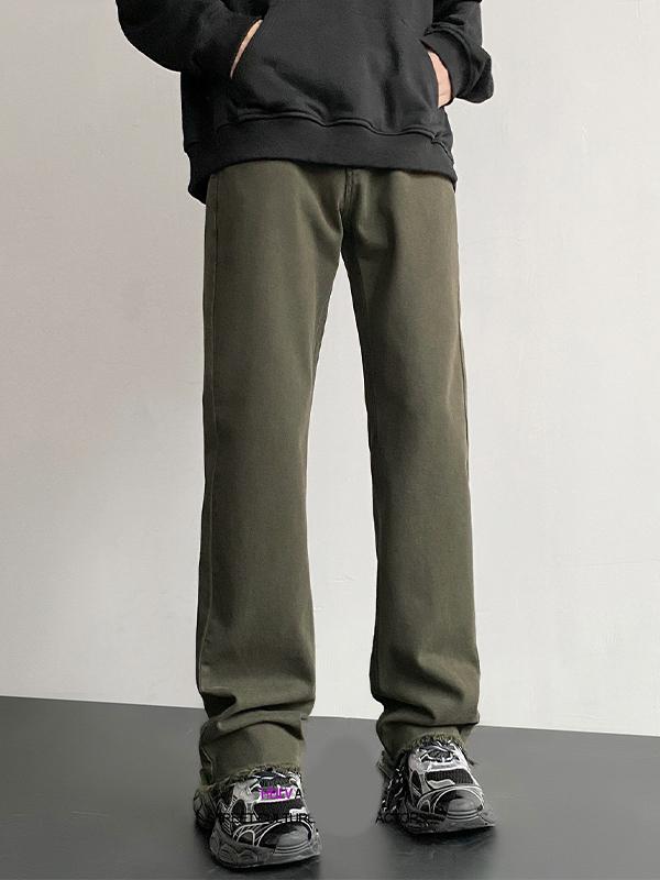 Men's Vintage Green Wash Raw Trim Loose Jeans Product Image