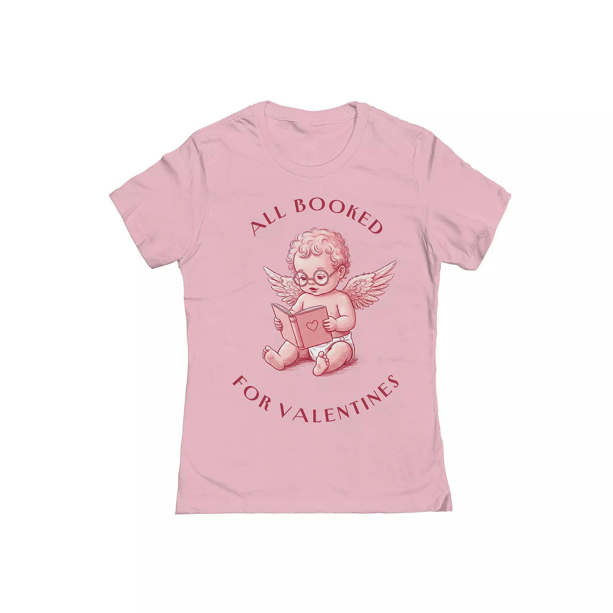 Junior's All Booked For Valentine's Graphic Tee, Women's, Size: XXL, Light Pink Product Image